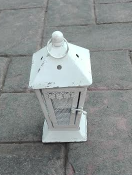 vintage grey square lantern to hire