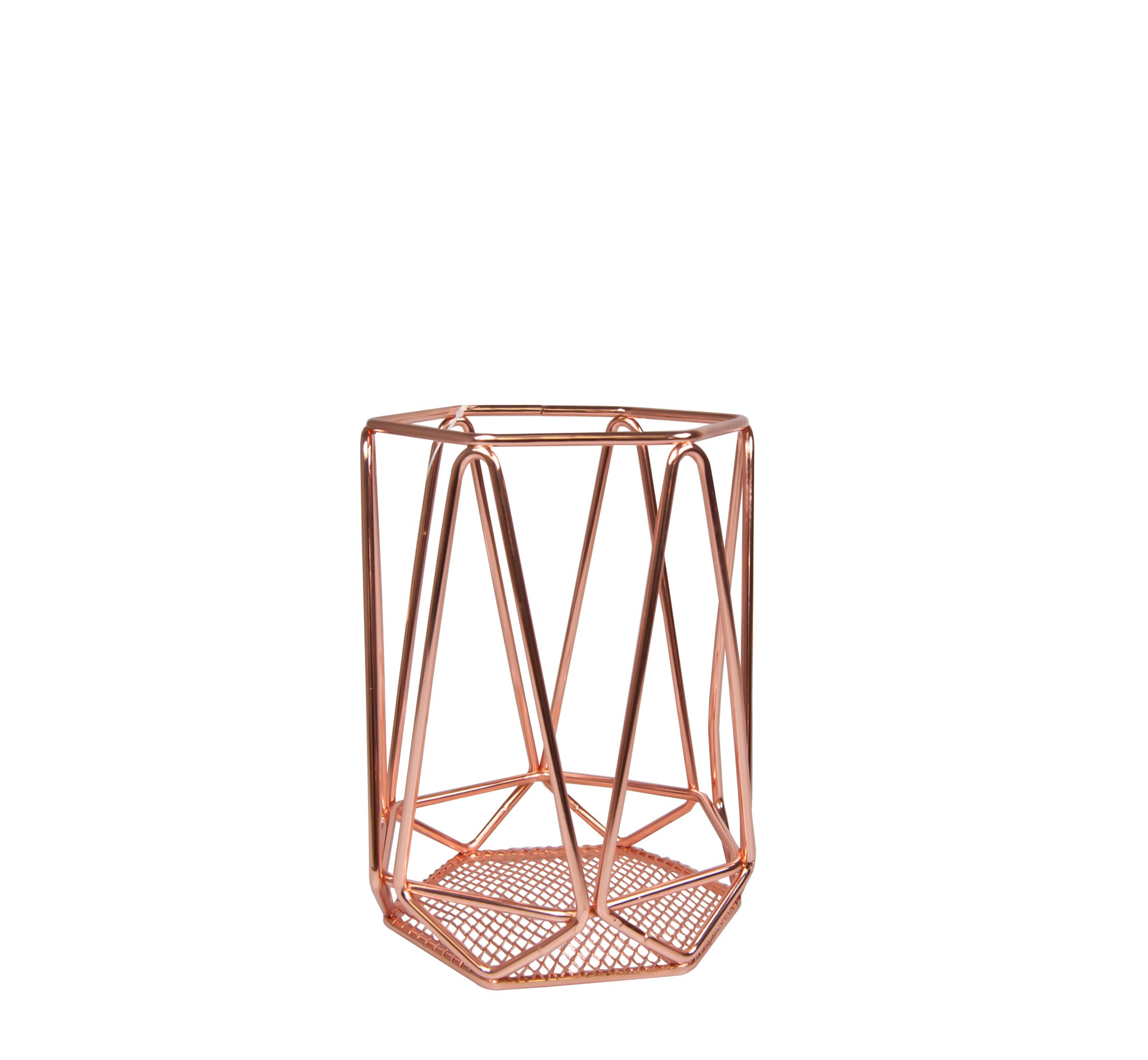 geometric copper candle holder